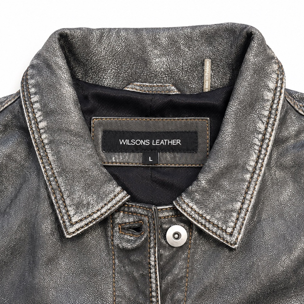 🆕 Wilsons Leather Addison Women’s Leather Denim Trucker Jacket Distressed Blue L - Picture 6 of 10